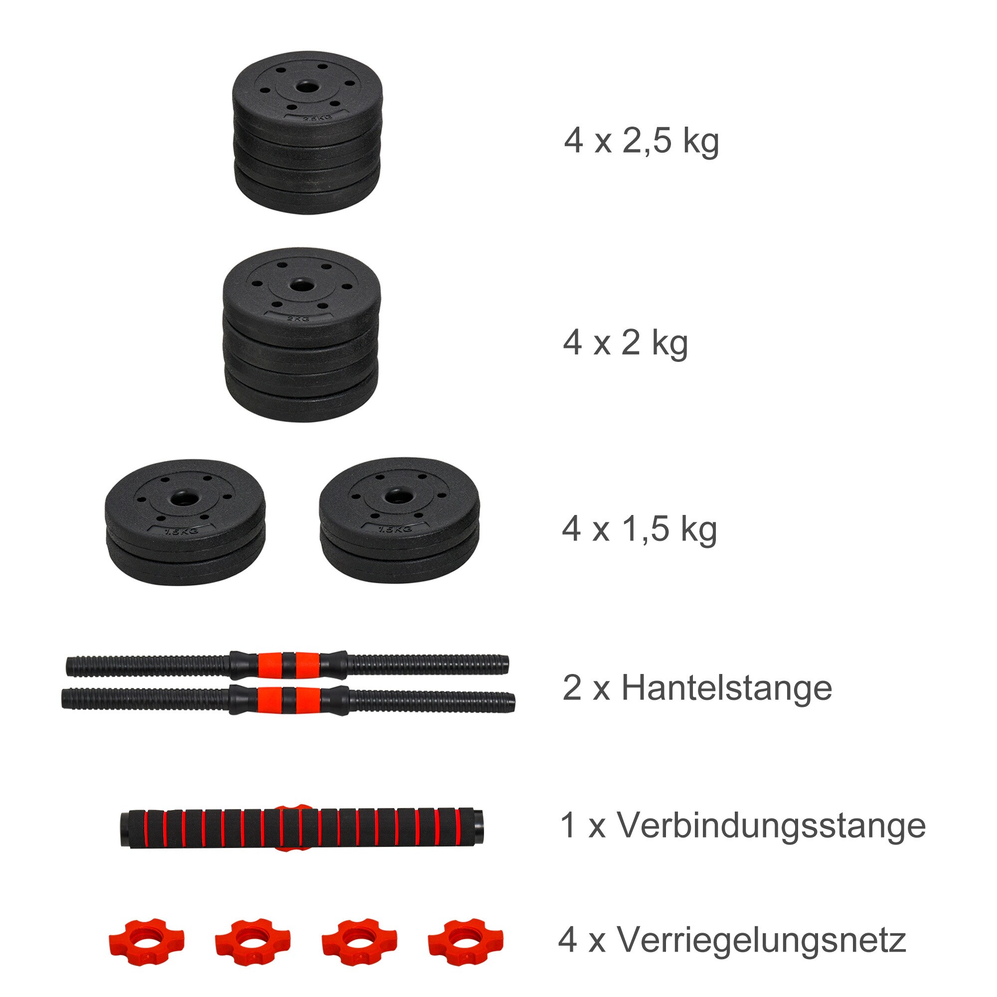HOMCOM Hantel sowohl als Kurz als auch als Langhantel verwendbar schwarz Ø21x50 cm