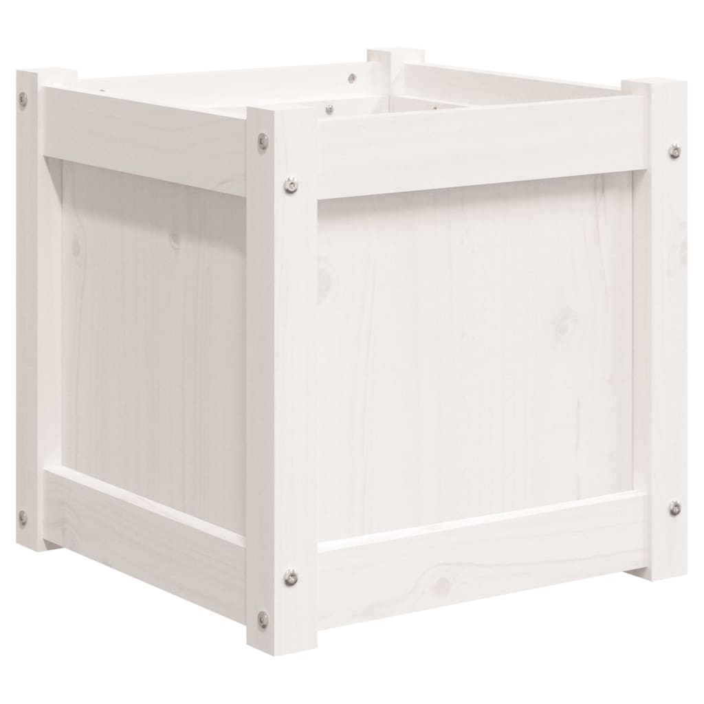 Jardinière blanc 40x40x40 cm bois de pin massif