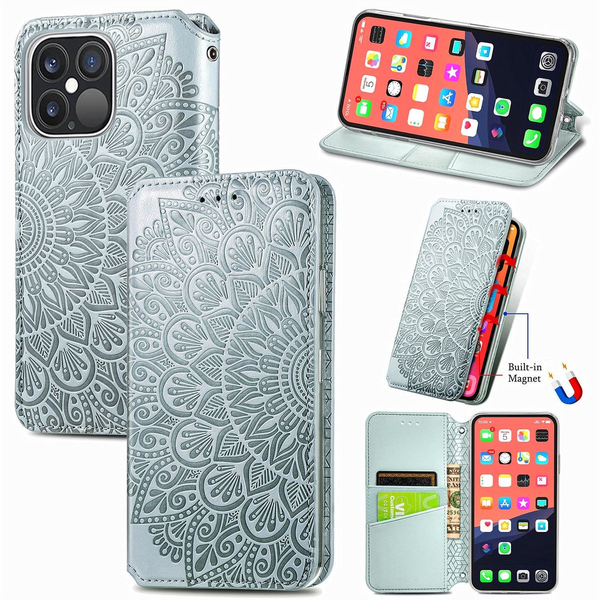 Hülle Handy Schutz für Apple iPhone 13 Pro Max Case Cover Tasche Etuis Grau Neu