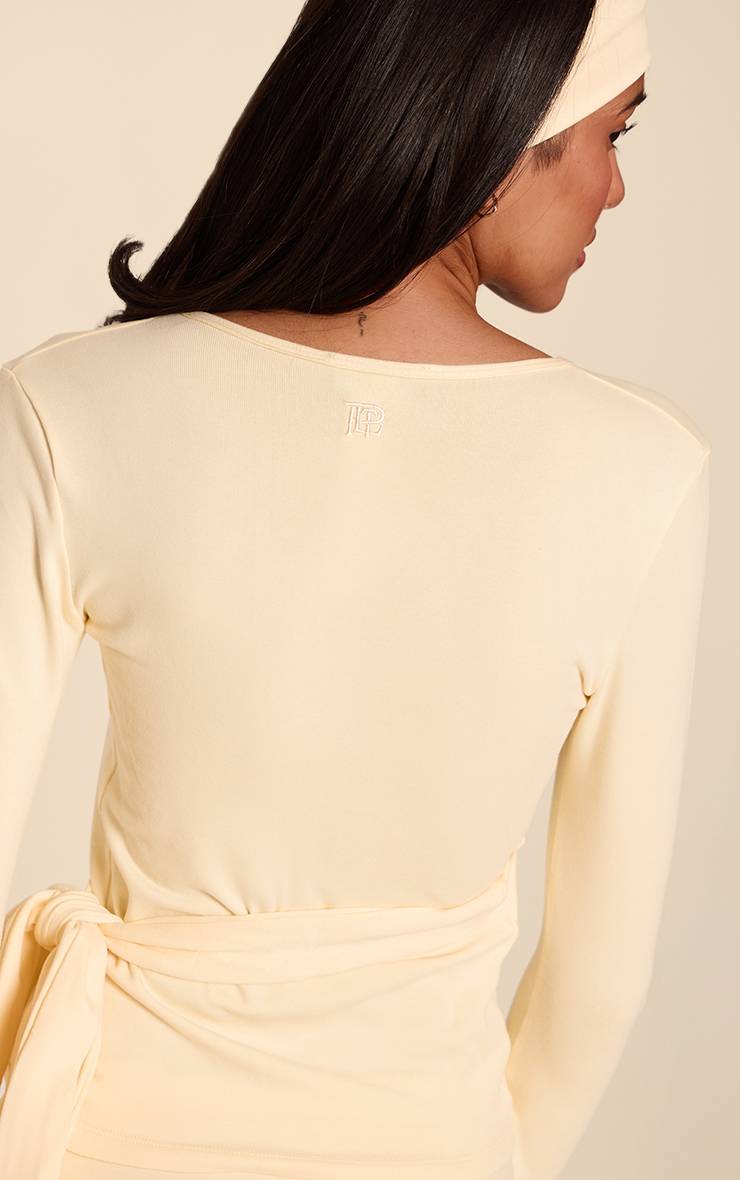 Butter Yellow Haut De Yoga Cache-cœur En Coton Doux