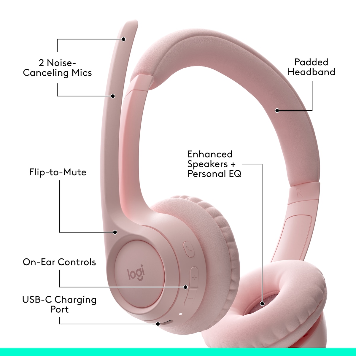 Logitech Zone 300 trådløst headset (rose)
