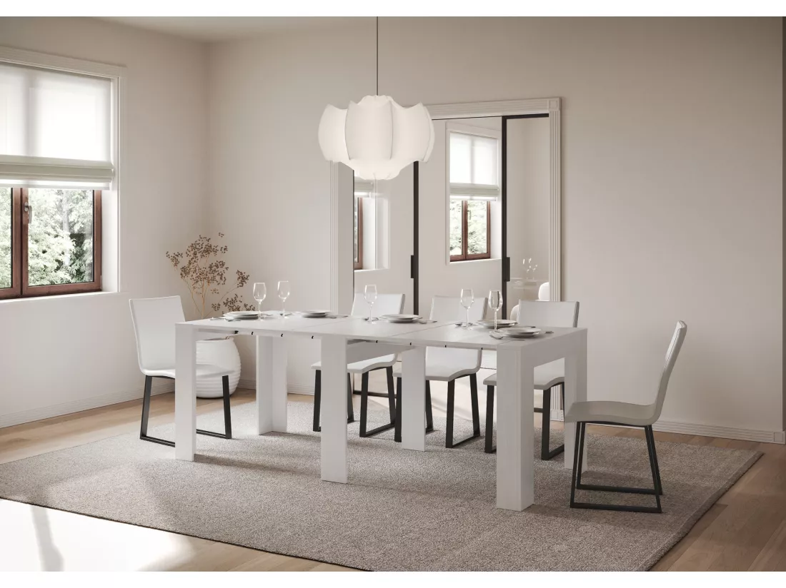 Console Extensible 90x25/181cm Slick Frêne Blanc