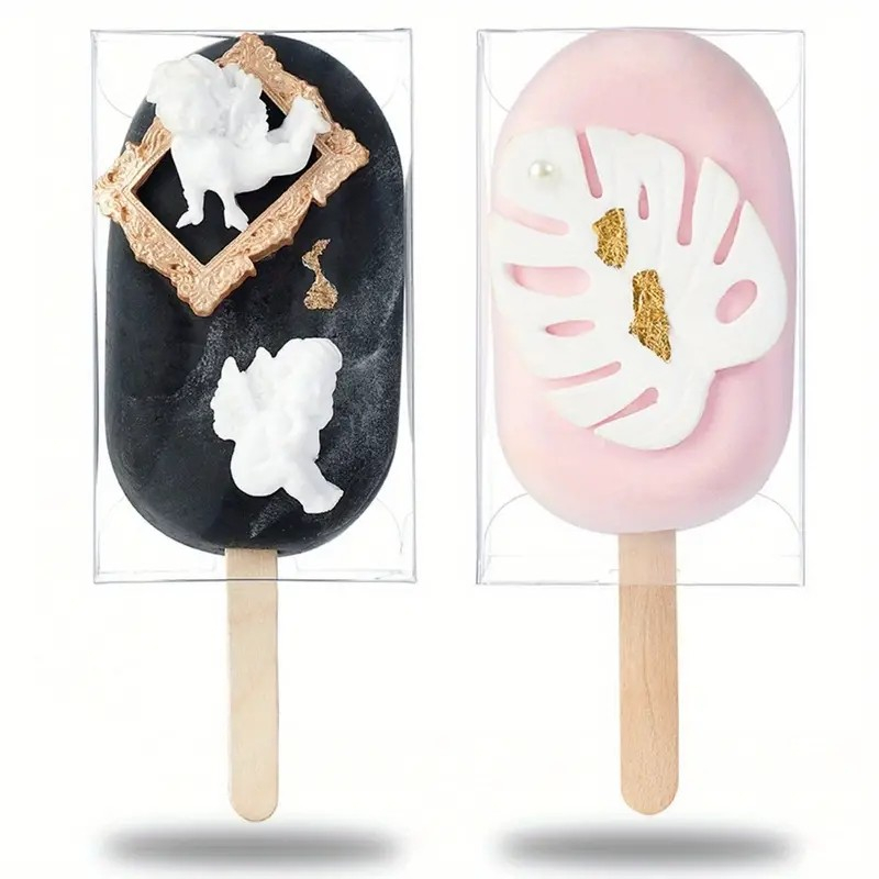 (25er Set) 95x55mm Einweg Eis am Stiel Transportbox Kuchen Schachtel Cake Pop Behälter - Transparent