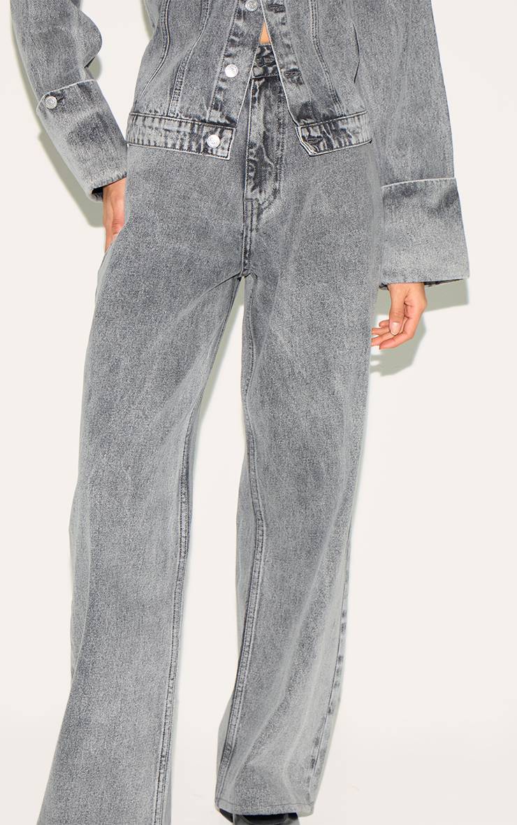 Gris Glace Jean Large Taille Mi-haute