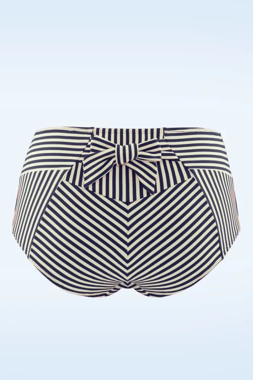 Marlies Dekkers Holi Vintage bikinibroekje met hoge taille in blauw en ecru