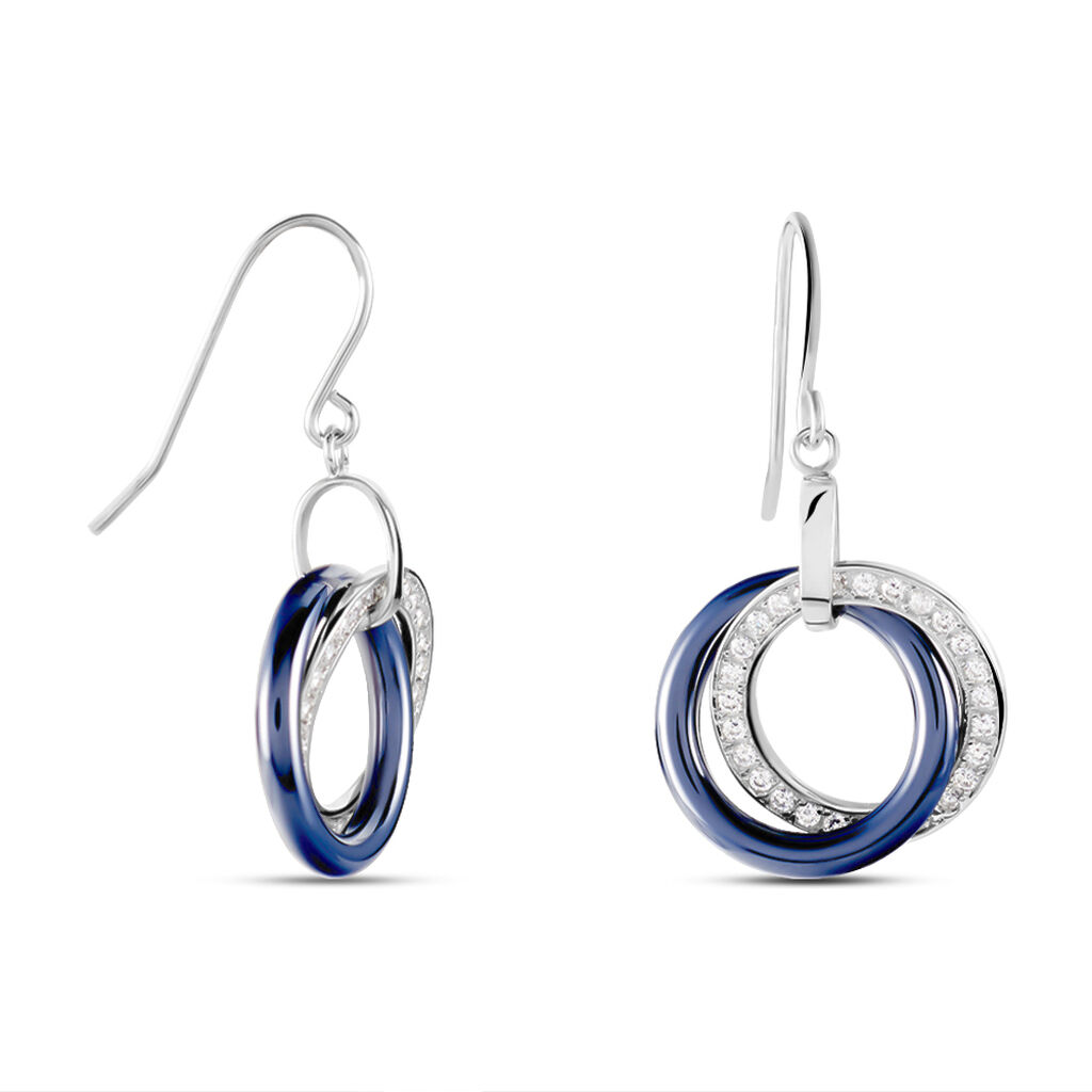 Boucles D'oreilles Pendantes Grizzel Argent Blanc Céramique Oxyde