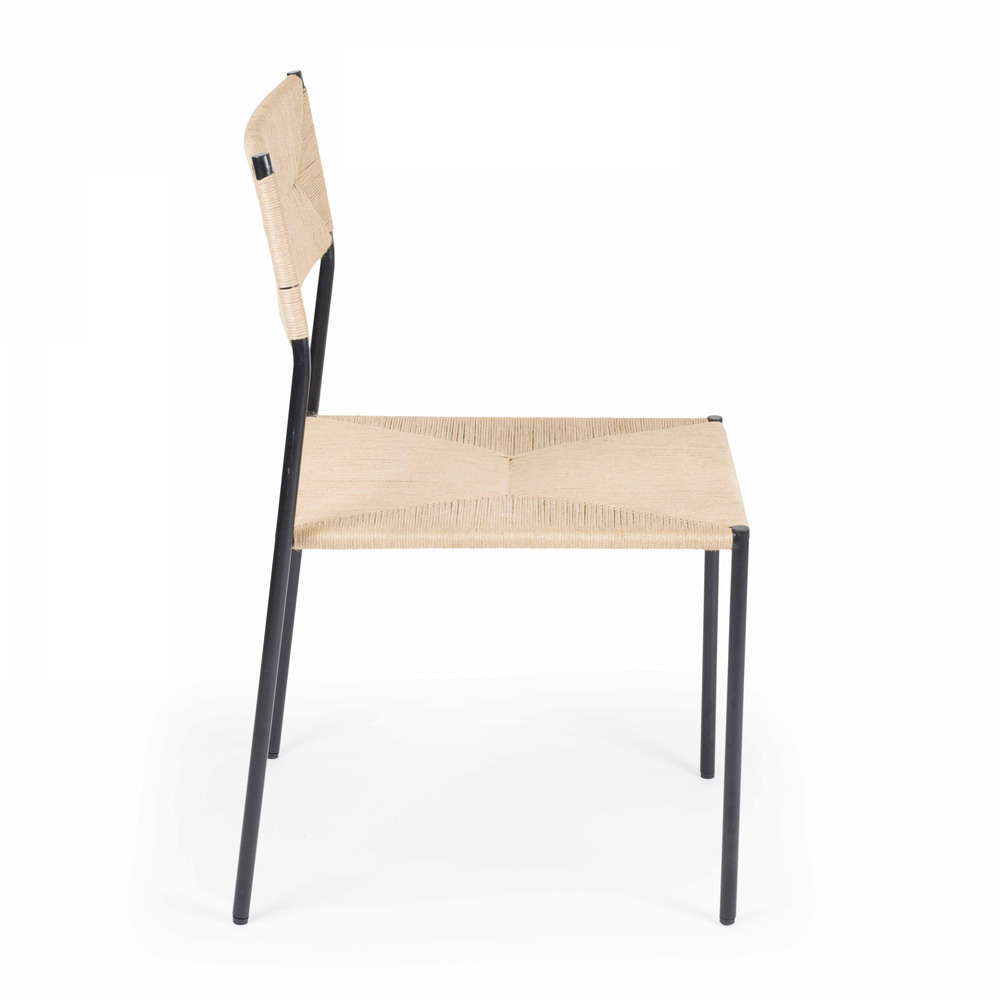 Lot de 6 chaises en sisal tressé et métal