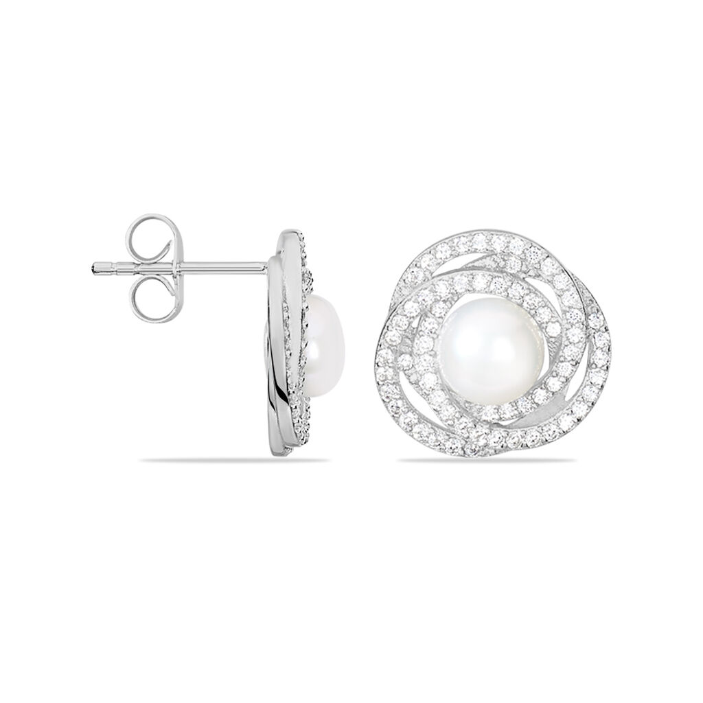 Boucles D'oreilles Pendantes Rosalina Argent  Perle Culture Et Oxyde