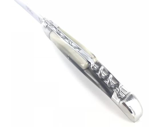 Laguiole Tradition 12 cm - 2 mitres - 2 pièces - Pointe de Corne Couteau de Poche Forge de Laguiole