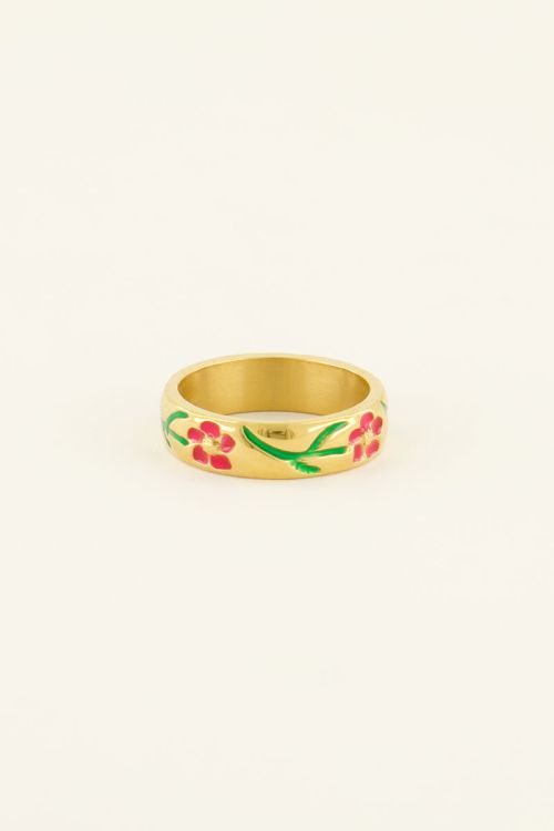 Casa fiore ring met rode bloemen