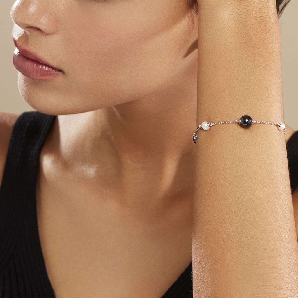 Bracelet Lucia Cera Argent Blanc Perle De Culture Et Céramique