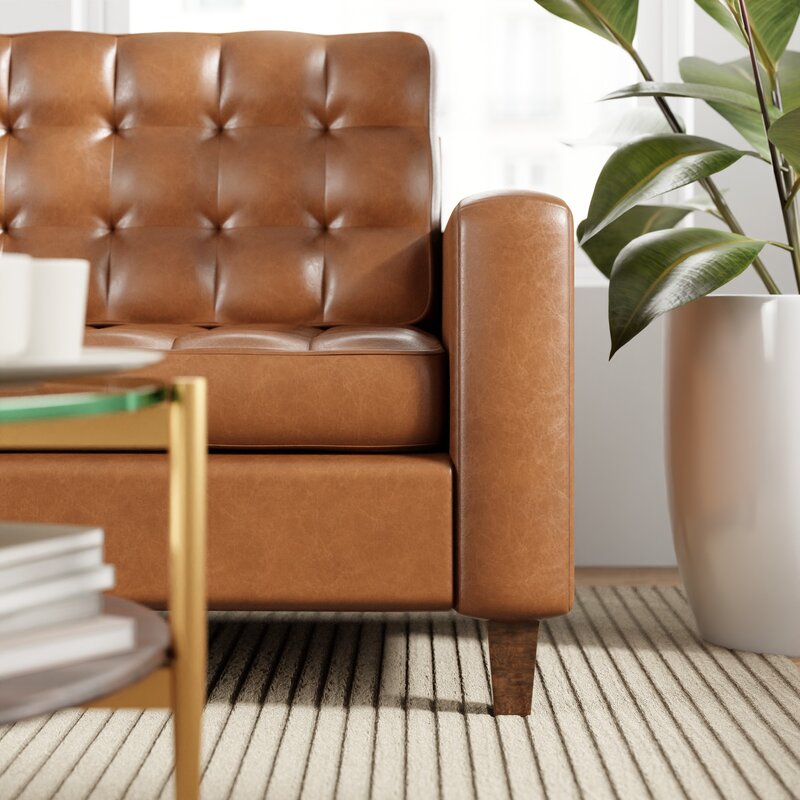 Milton 76&rdquo; Vegan Leather Square Arm Sofa
