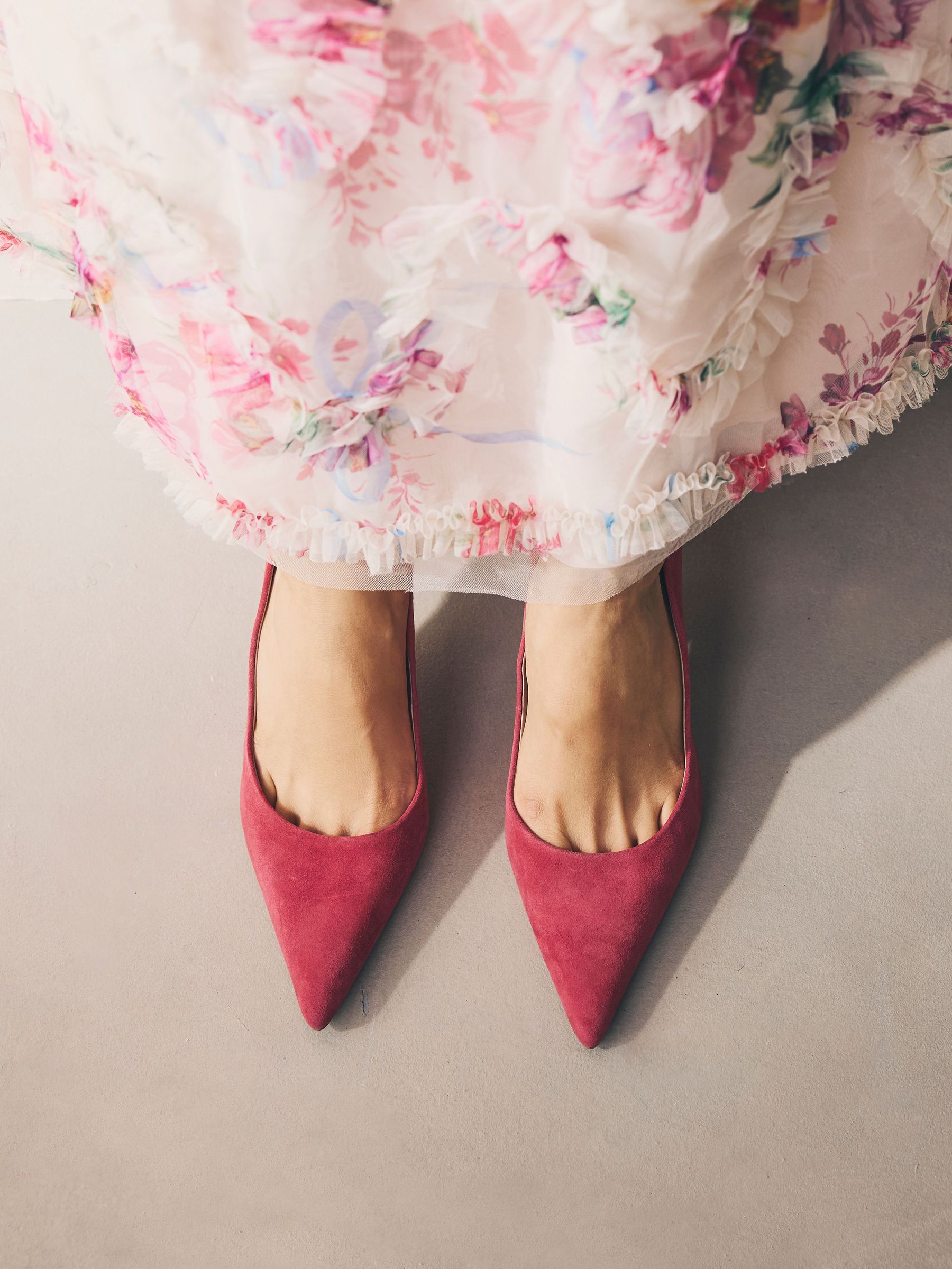 Rood suède - Leren mid-court pumps