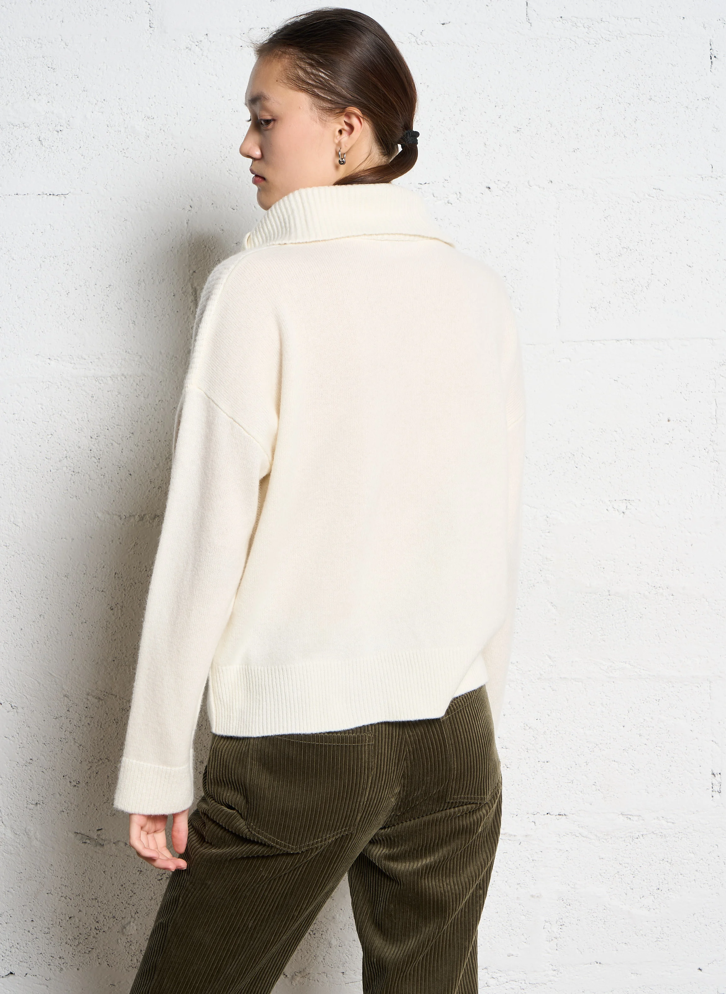 Pull zippé en laine | Blanc