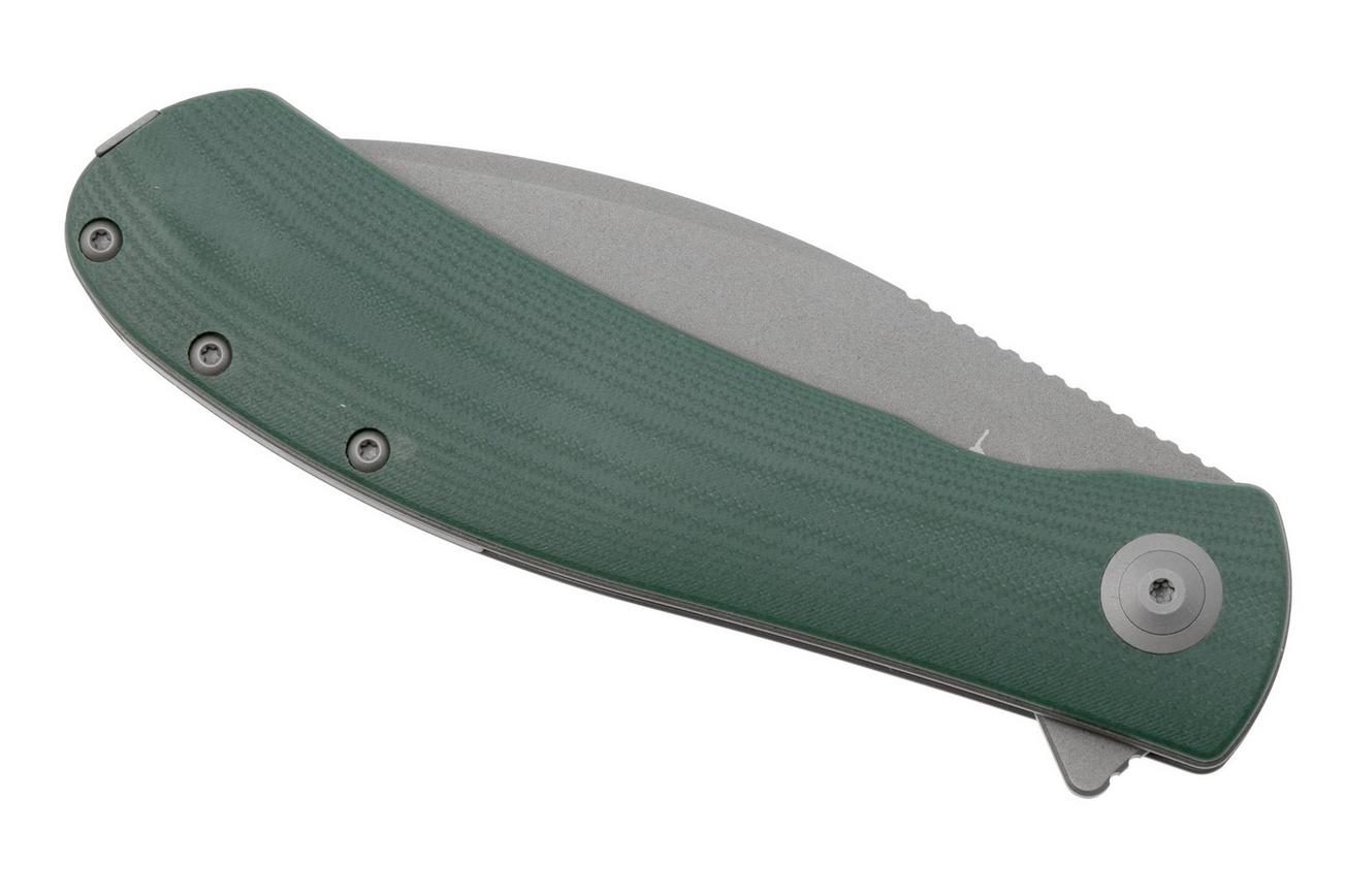 Trollsky Knives Mandu XL MT007-XL Dark Bead Blast D2, Green G10 zakmes