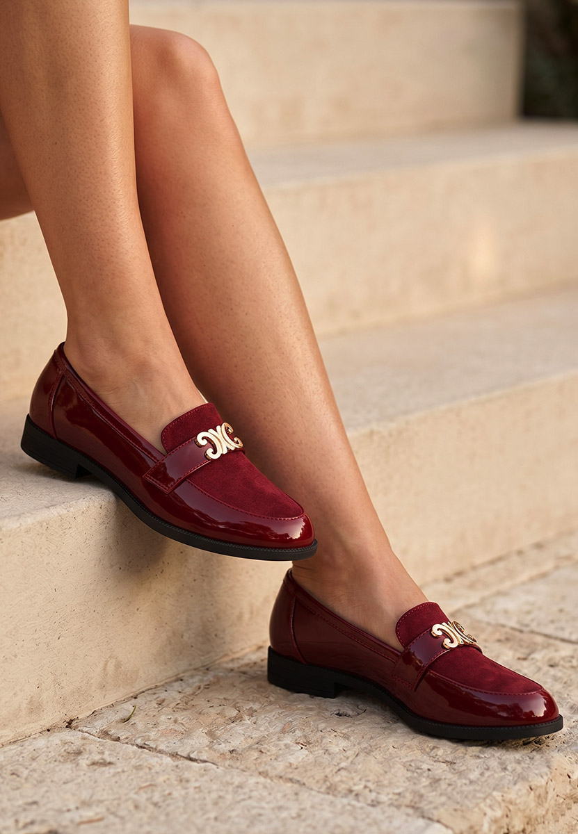 Mocassins femme bordeaux Ananya