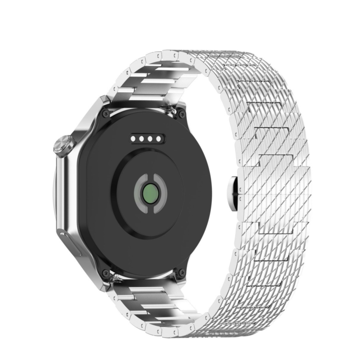 Samsung Galaxy Watch 3 (45mm) Edelstahl Armband mit Streifen und Butterfly-Verschluss (Gelenkumfang: 210 mm) - Silber
