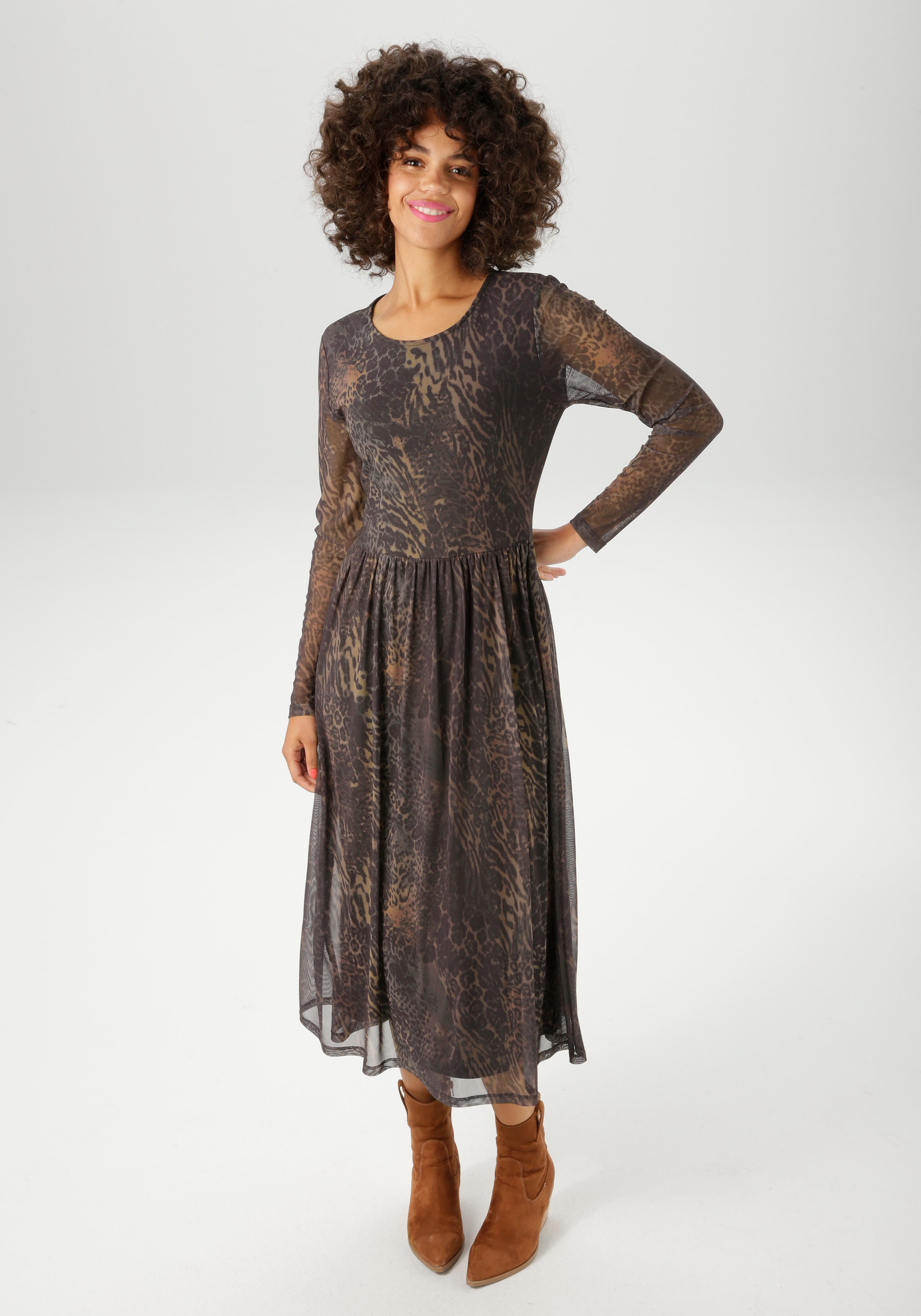 Aniston CASUAL Midikleid mit fantasievollem Animal-Print - NEUE KOLLEKTION