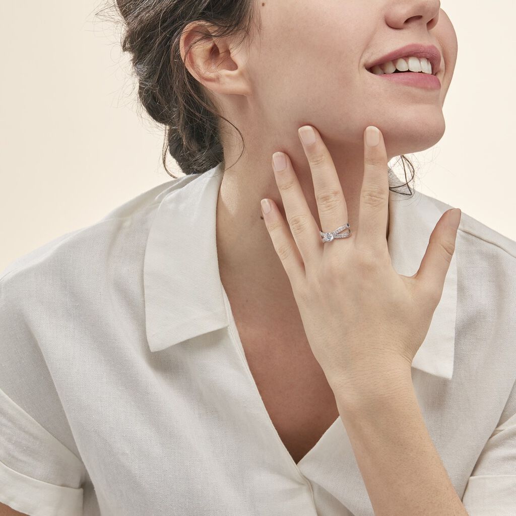 Bague Solitaire Arnalia Or Blanc Oxyde De Zirconium