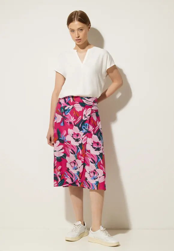 Midi Wickelrock mit Print - berry rose