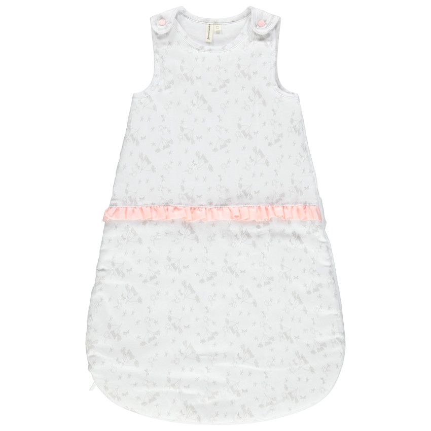 Turbulette sans manches imprimée all-over avec volant rose - Ecru