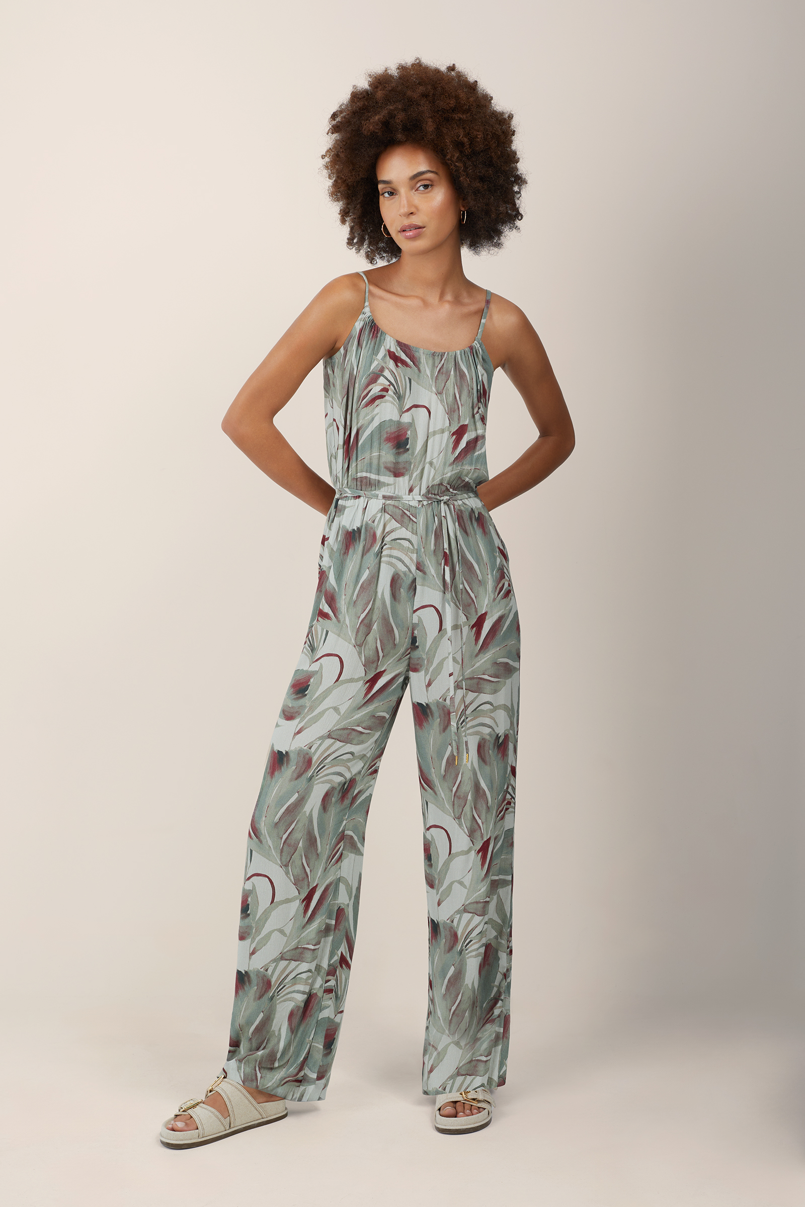 jumpsuit met structuur WE Fashion Lichtgroen