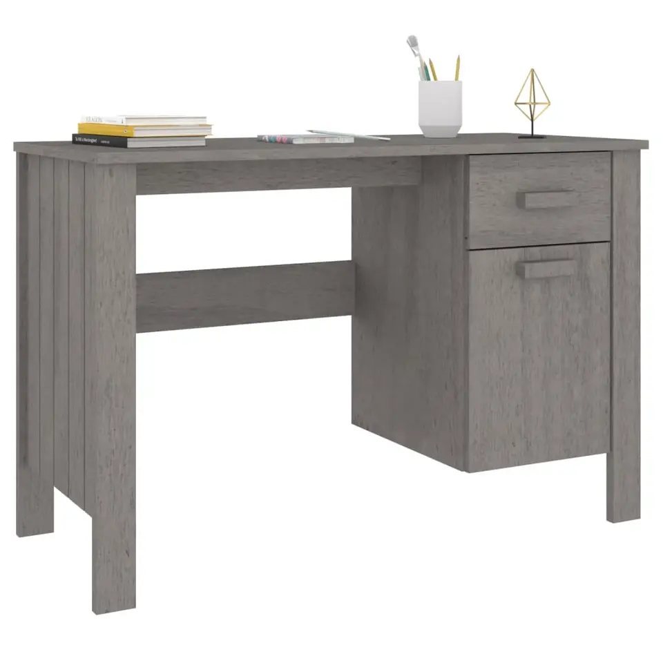 vidaXL - Bureau - Grijs - Grenenhout