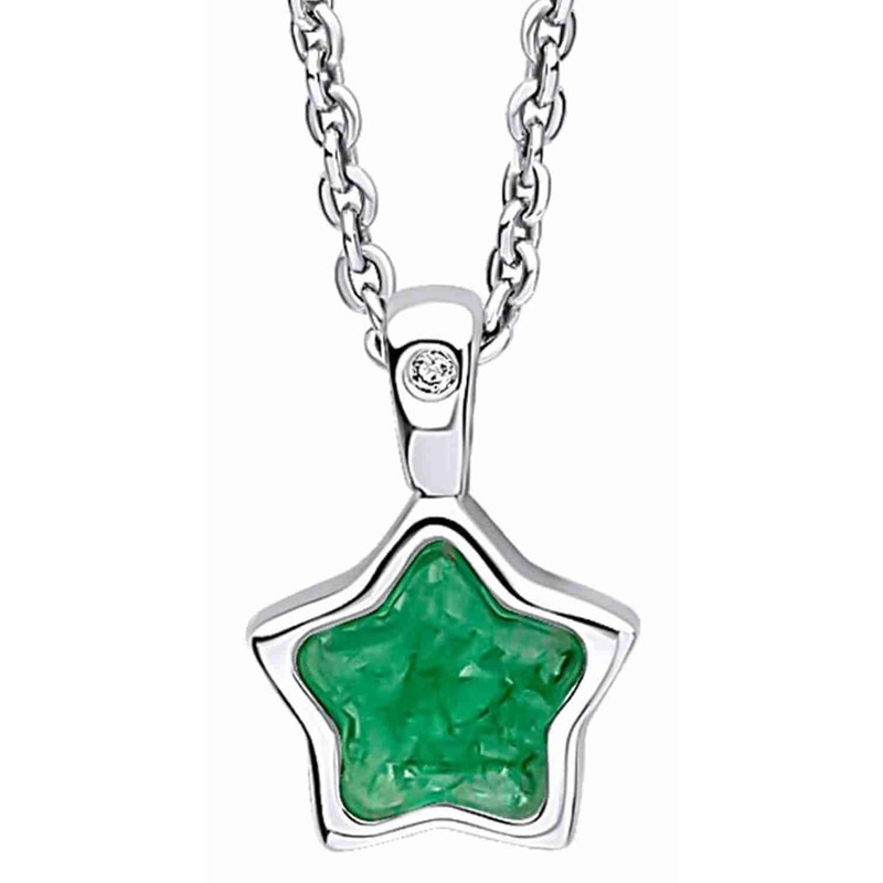 Collier étoile couleur émeraude et diamant sur argent 925