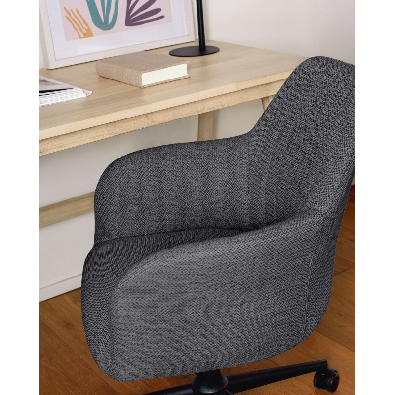 Chaise de bureau Madina tissu - avec accoudoirs - Mécanisme Haut/Bas - Pieds noirs