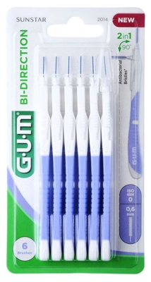 Brossette interdentaire GUM BI-DIRECTION 0,6 mm - 6 unités