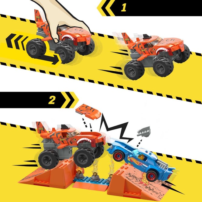 Hot Wheels - Mega - Monster Trucks - Tiger Shark Crash Wettkampf