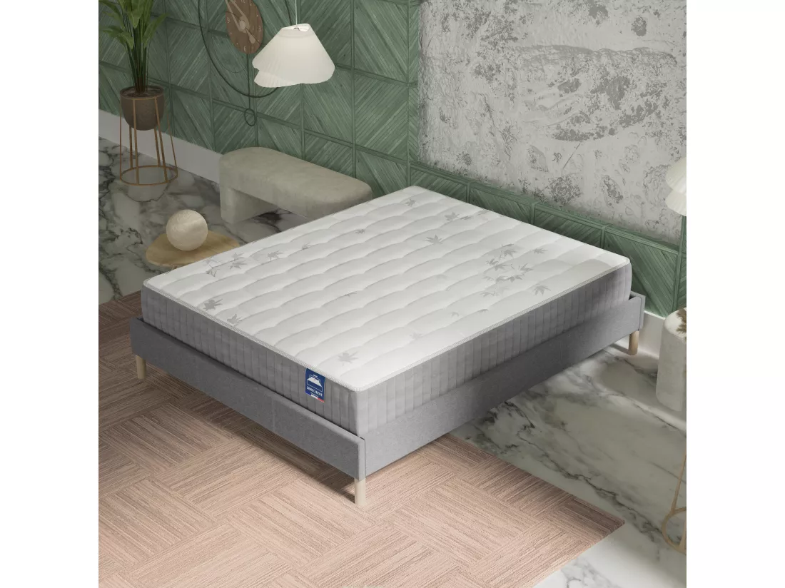 Ensemble matelas ressorts + sommier 120x190 cm ép. 25 cm à mémoire de forme