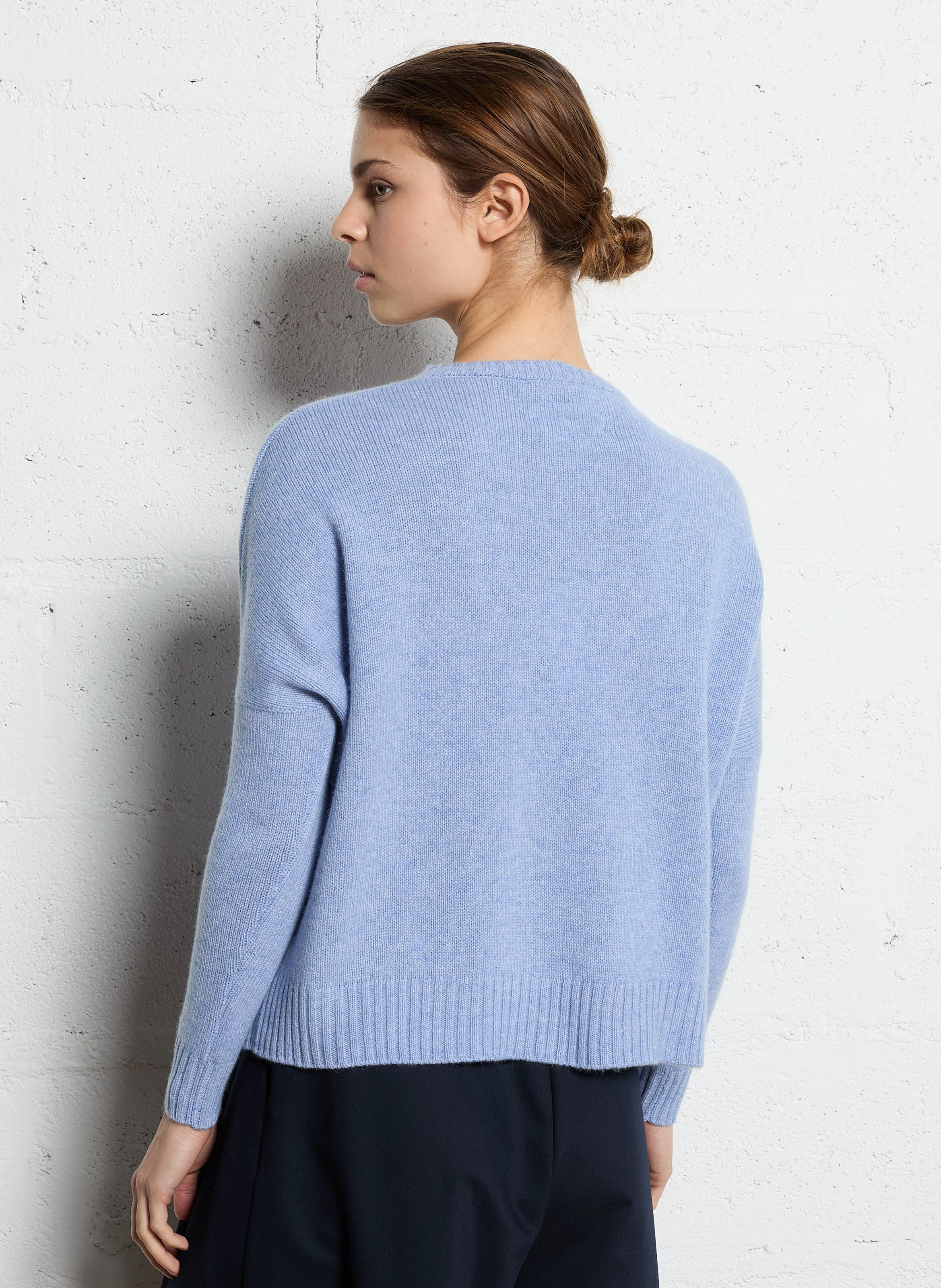 AMELIE - Pull col rond oversize en cachemire | Bleu