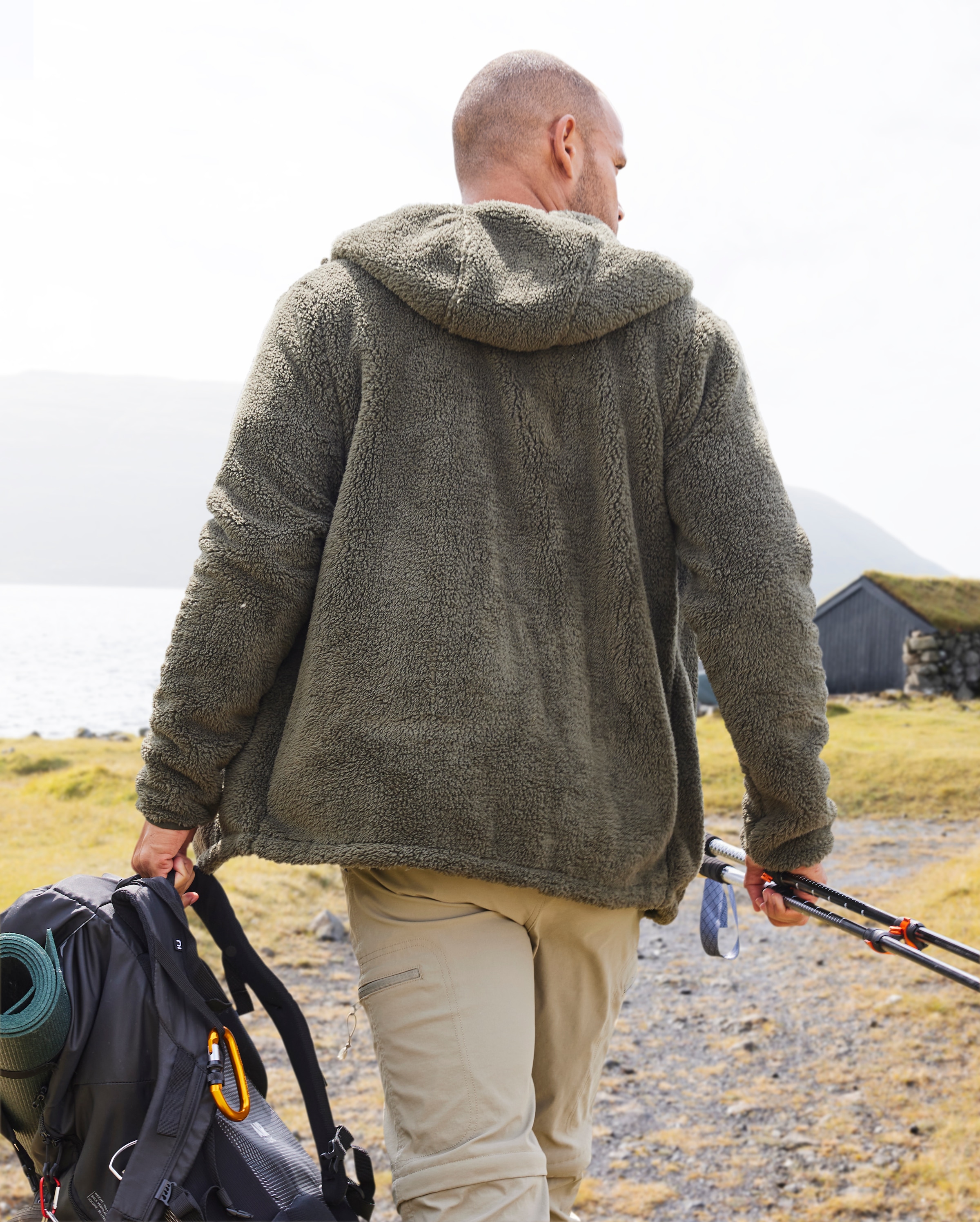 John Devin Kapuzenstrickjacke , in weichem Teddyfleece
