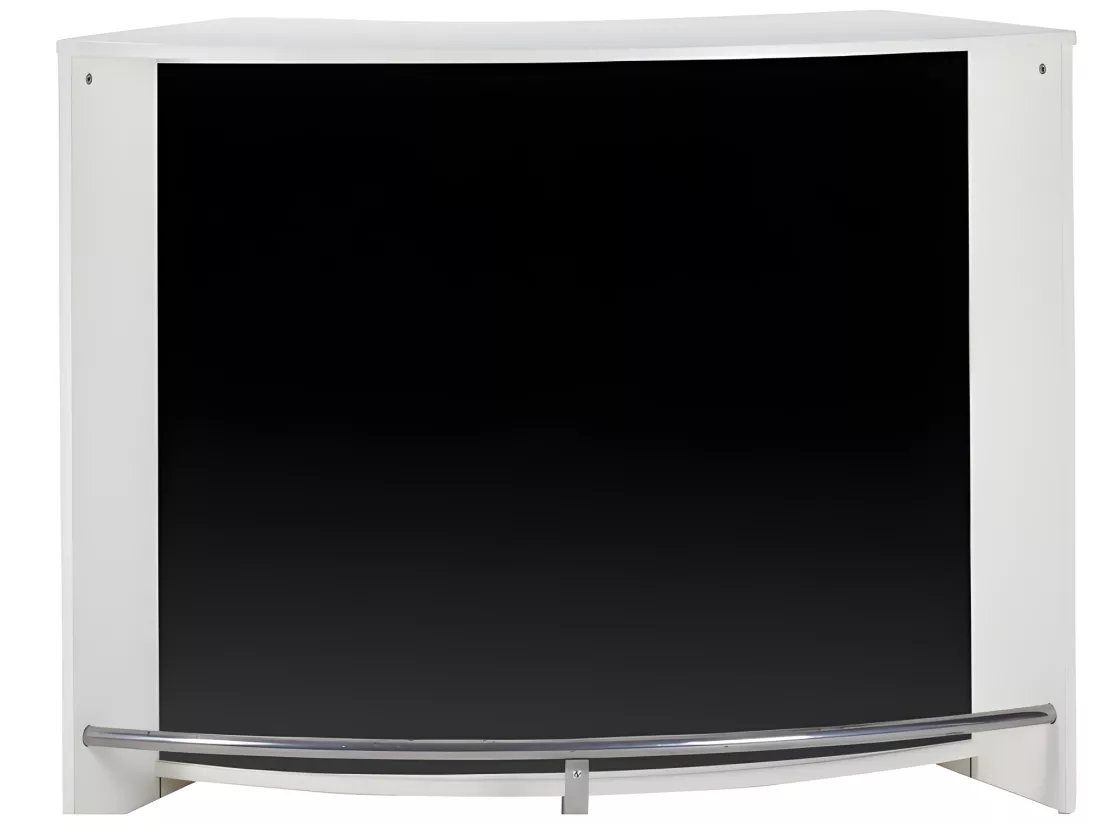 Comptoir Acceuil 2 Portes Serrure Face Noire 4 Niches L 134,5 H 104,8 P 55,3 cm - Coloris: Blanc