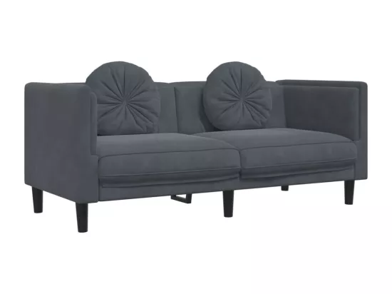 Ensemble de canapés 3 pcs avec coussins gris foncé velours