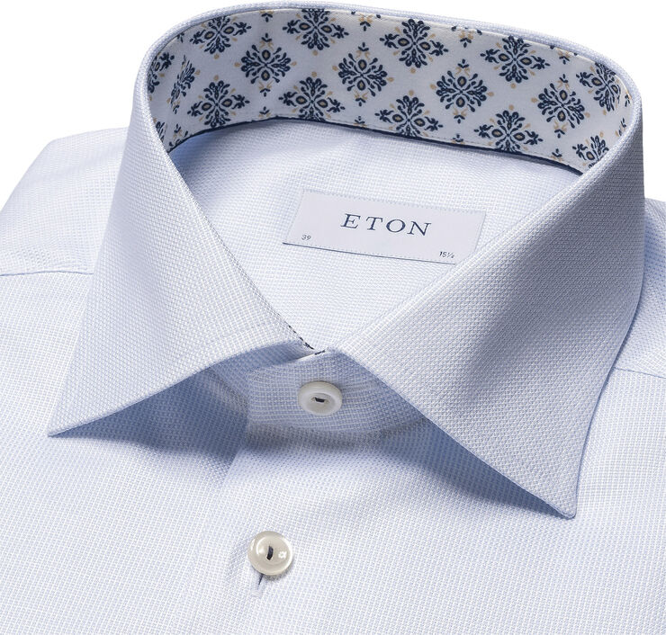 ETON Cont. Fit Light Blue Cotton & Tencell Lyocell Shirt Lyseblå