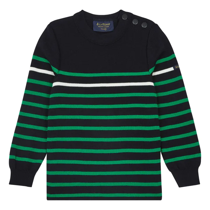 Le Minor Pull Laine Mérinos Marinière x Smallable | Bleu marine