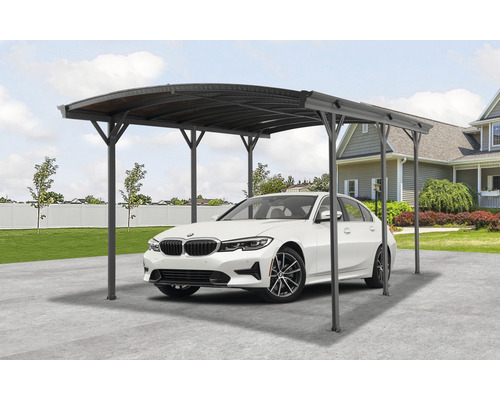 Enkele carport met tongewelf, 8 mm dubbelwandige polycarbonaatplaten, 300 x 505 cm, antraciet