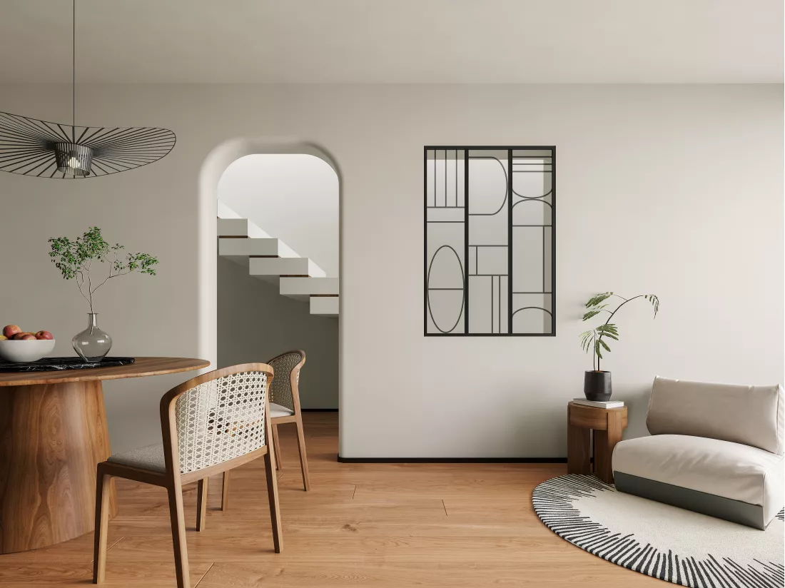 Verrière atelier en aluminium thermolaqué style art déco - 90x130 cm - Noir - COUBARTA