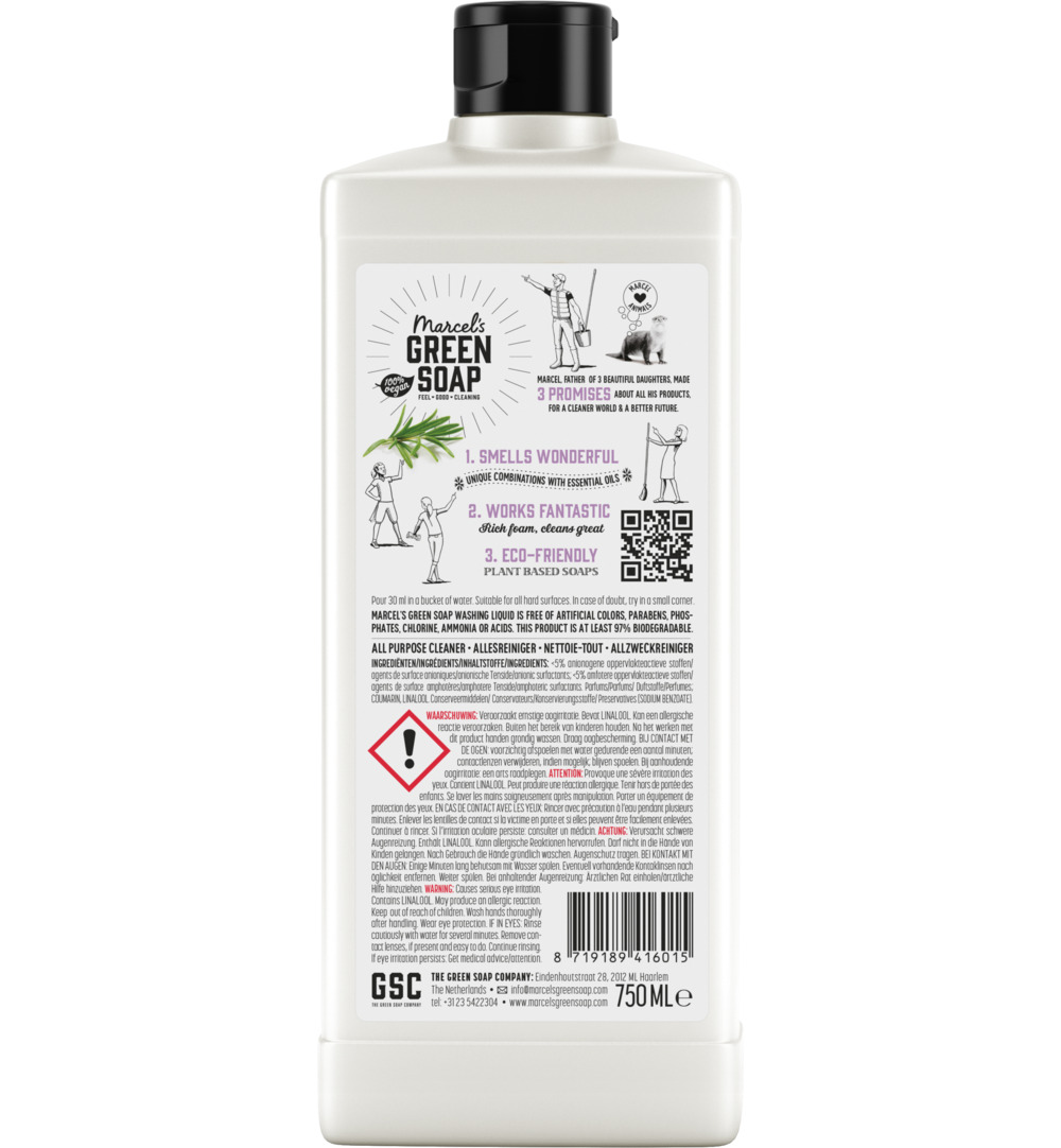 Marcel’s Green Soap Allesreiniger lavendel & rozemarijn (750 ml)