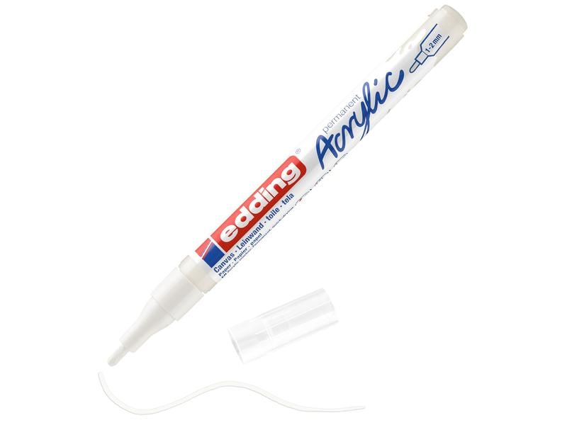 edding Acrylmarker 5300 Fein, Weiss Schnelltrocknende Acrylstifte