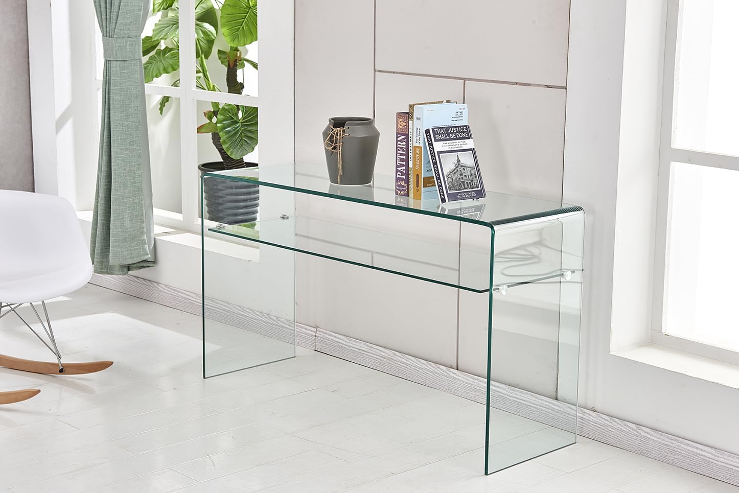 Meubletmoi Konsole aus gehärtetem Glas - transparentes Regal - schlankes Design Eingangstisch - Ice