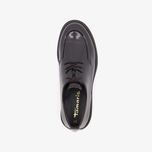 Tamaris lak dames veterschoenen zwart