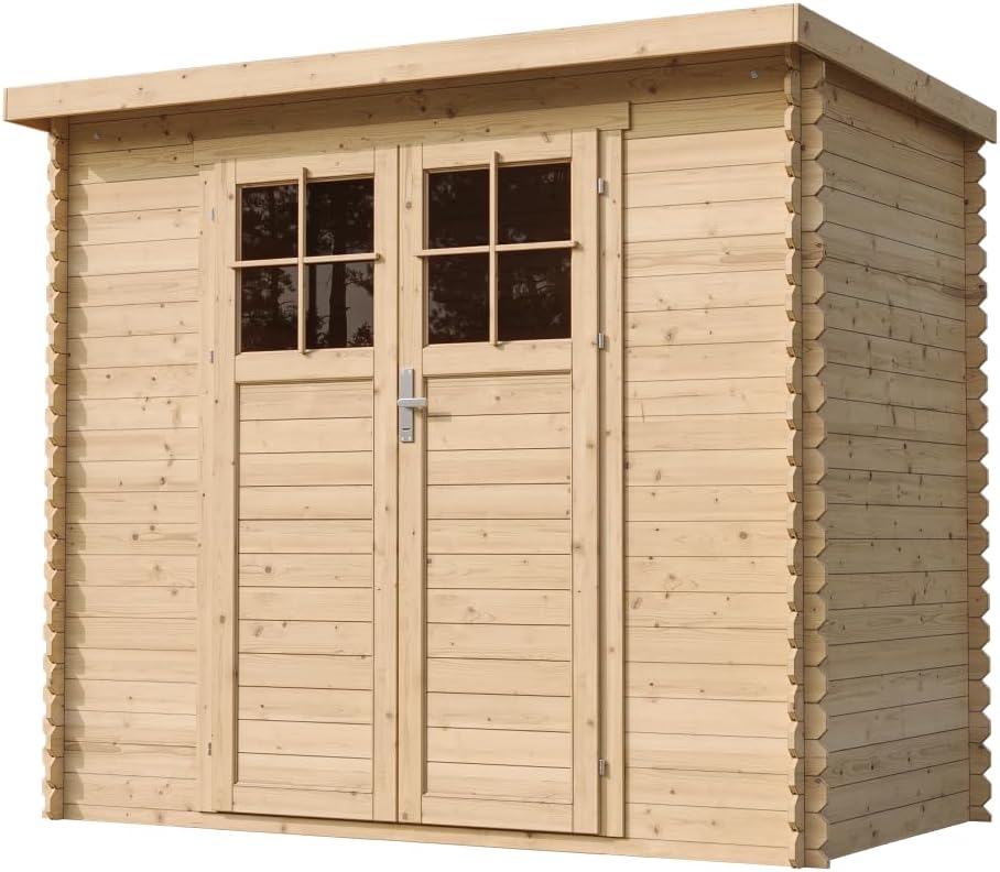Holzhaus Gartenhaus mit hochwertige abschließbare Tür - Gartenschuppen Holz B239xL142xH200 cm/ 2,63 m2 Lagerschuppen für Garten - Fahrrad Schuppen - Wasserfestes Dach- TIMBELA M310F