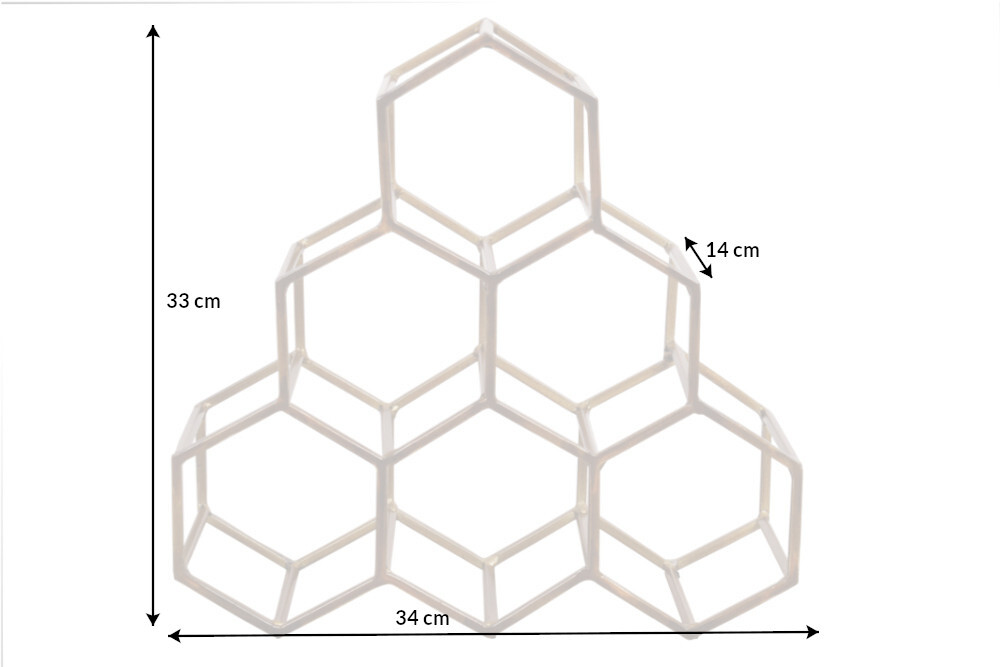 Filigranes Design Weinregal HONEYCOMB 35cm gold Metall Handarbeit