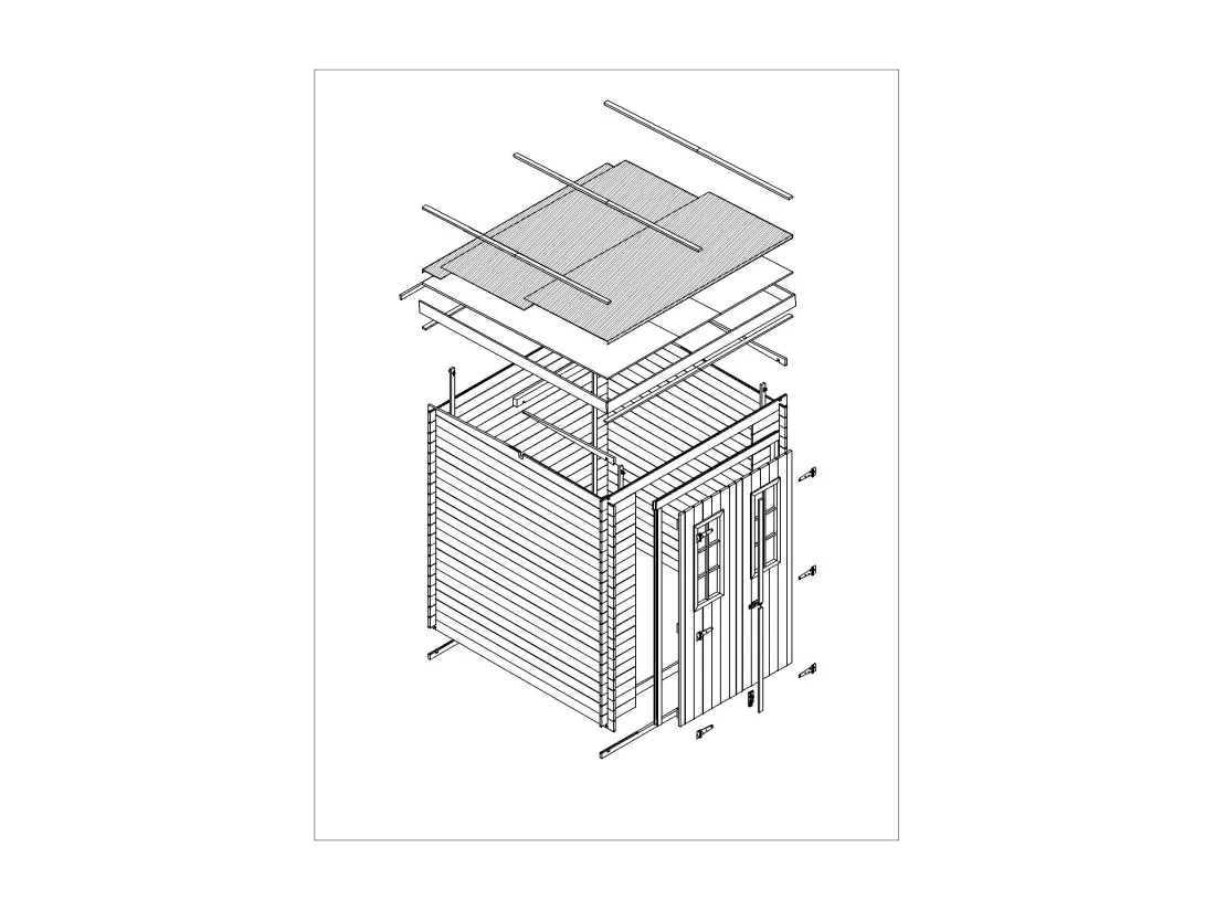 TIMBELA M309C Abri de jardin en bois - l204xL204xH200 cm/3.53 m2