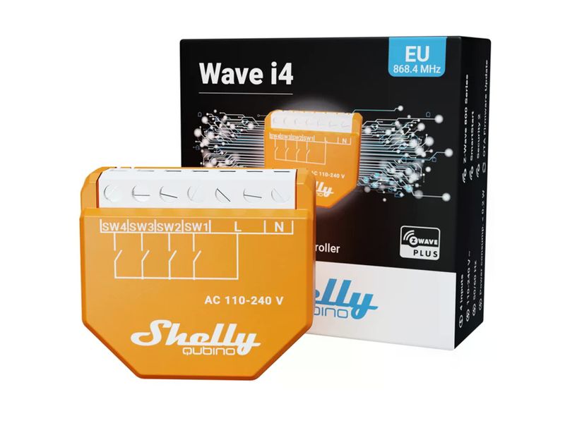 Shelly Funk-Tasterschnittstelle Qubino Wave i4 4-fach Z-Wave i4 Eingangslesegerät für erweiterte Aktionenkontrolle