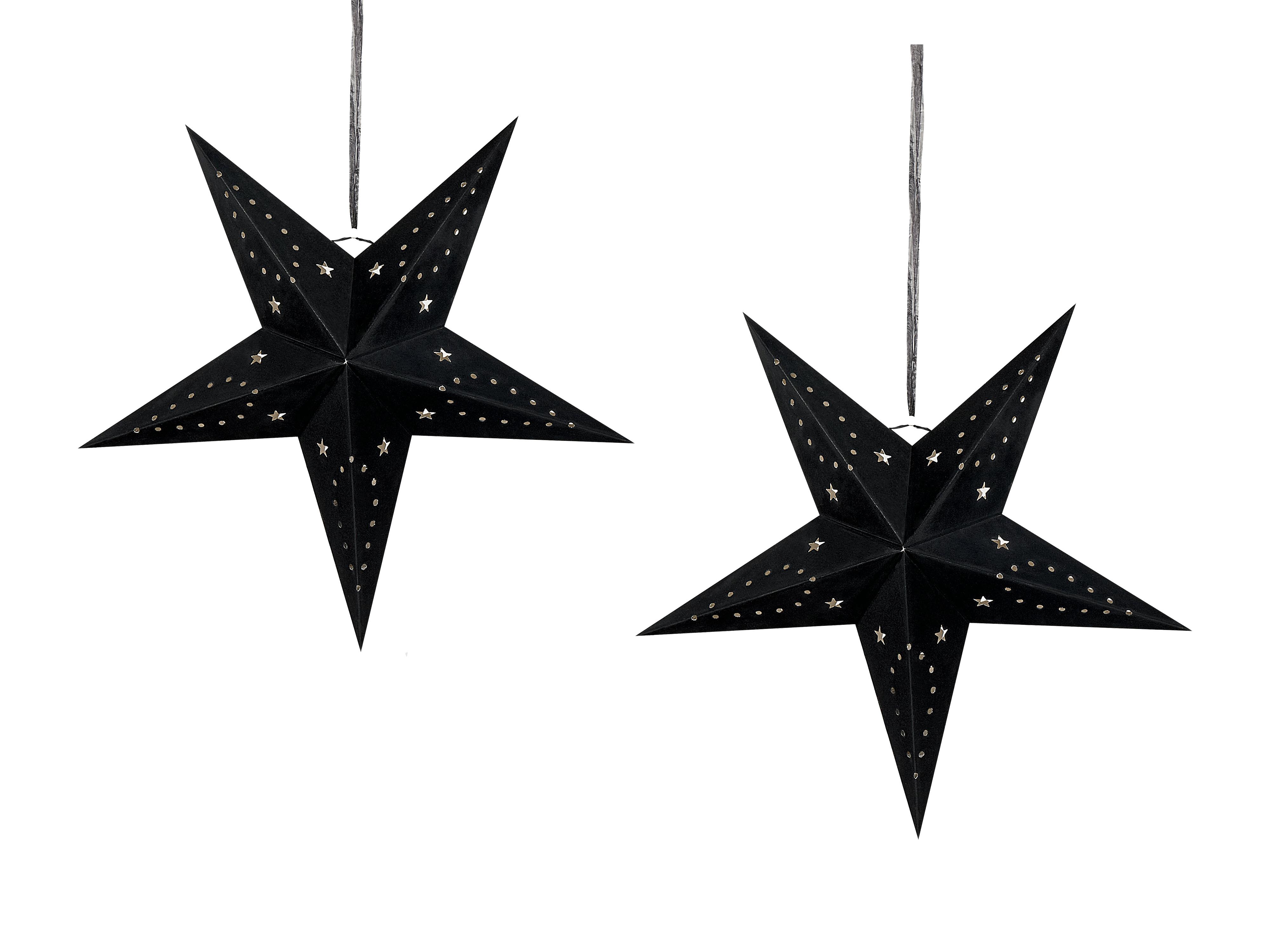 Set van 2 hangende decoraties LED MOTTI Ster 45 cm Zwart