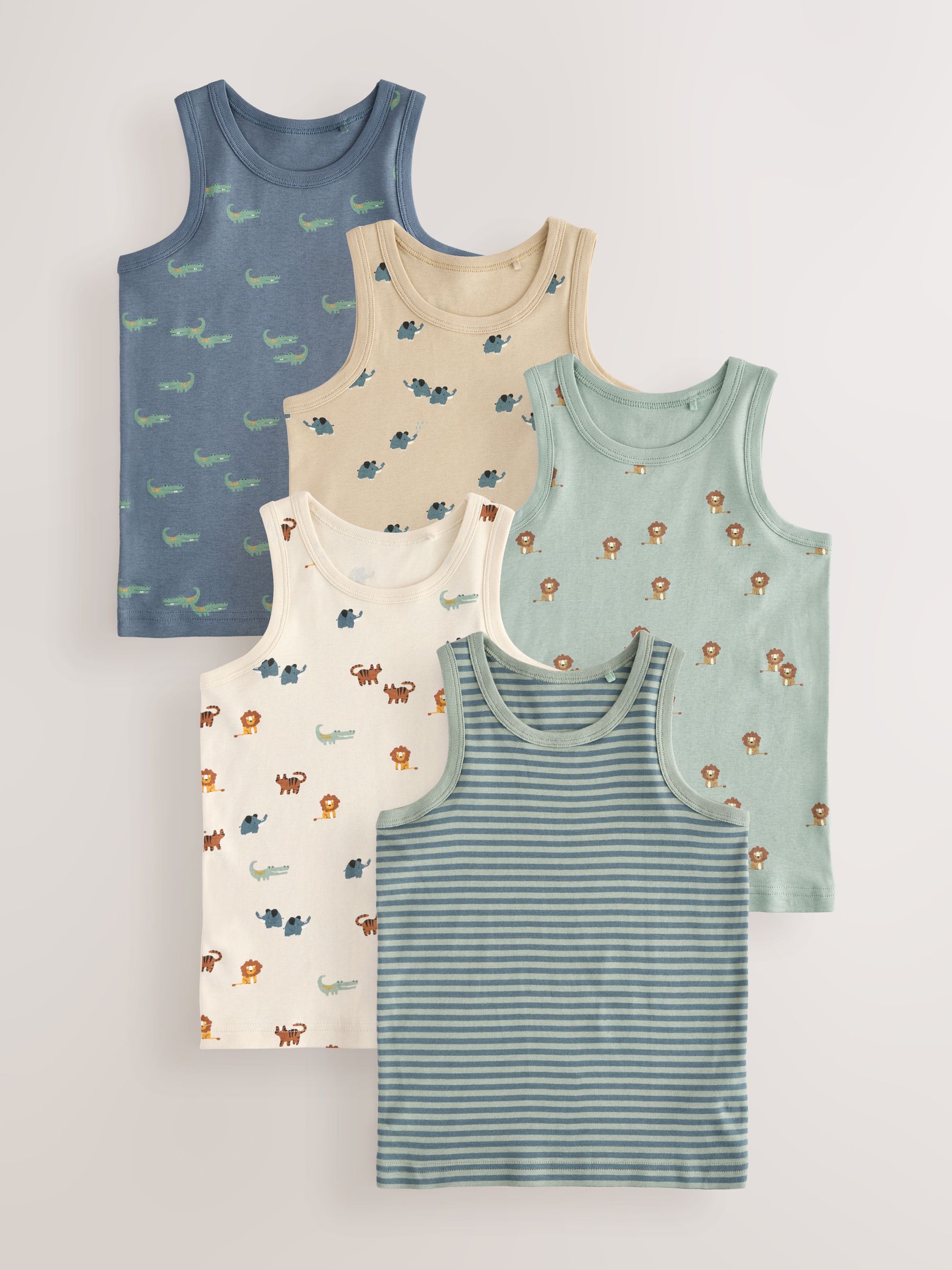 Mini-safariprint - 100% katoenen hemden set van 5 (1.5 - 8 jr)
